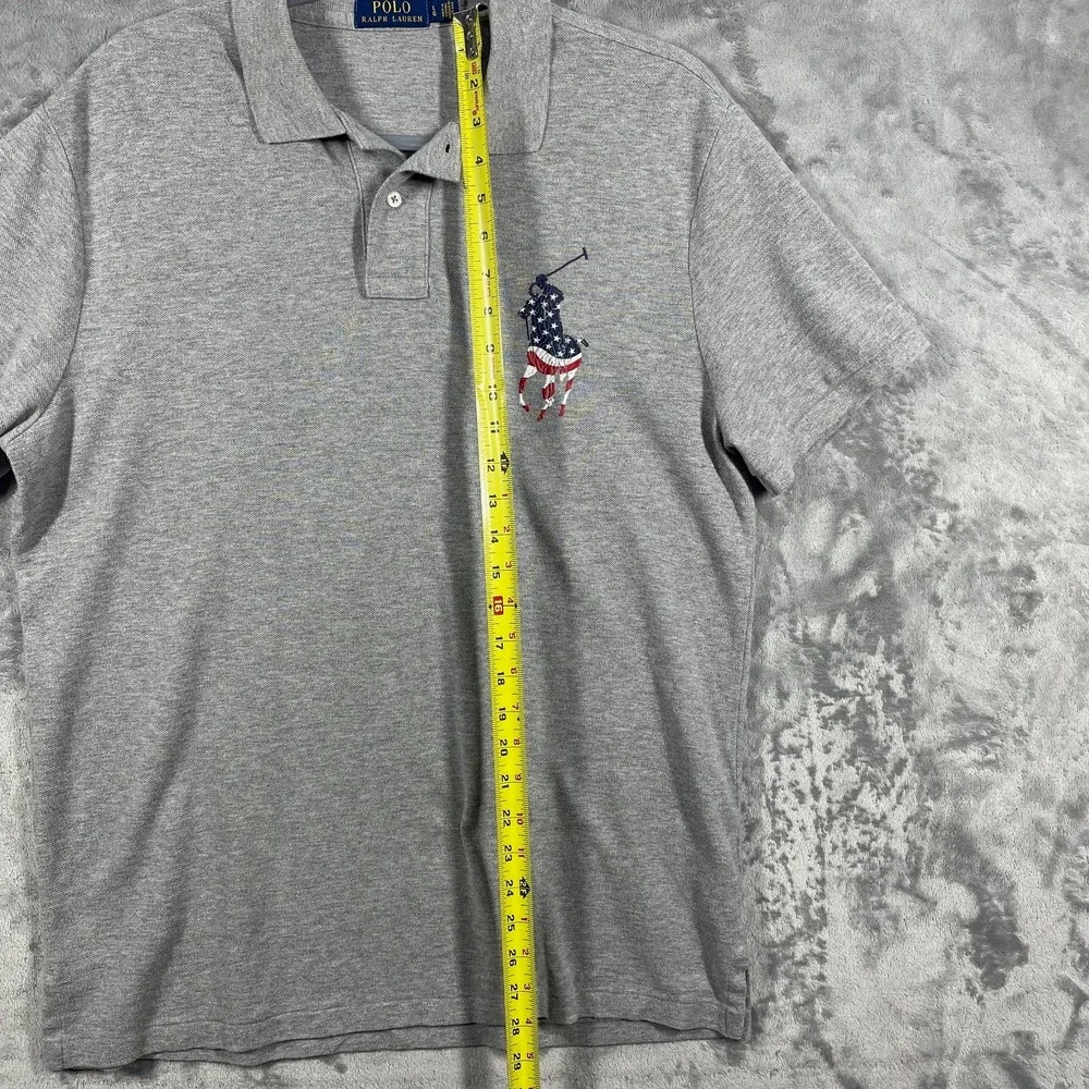 Polo Ralph Lauren Gray Short Sleeve Polo Shirt American‎ Big Pony Size Mens L